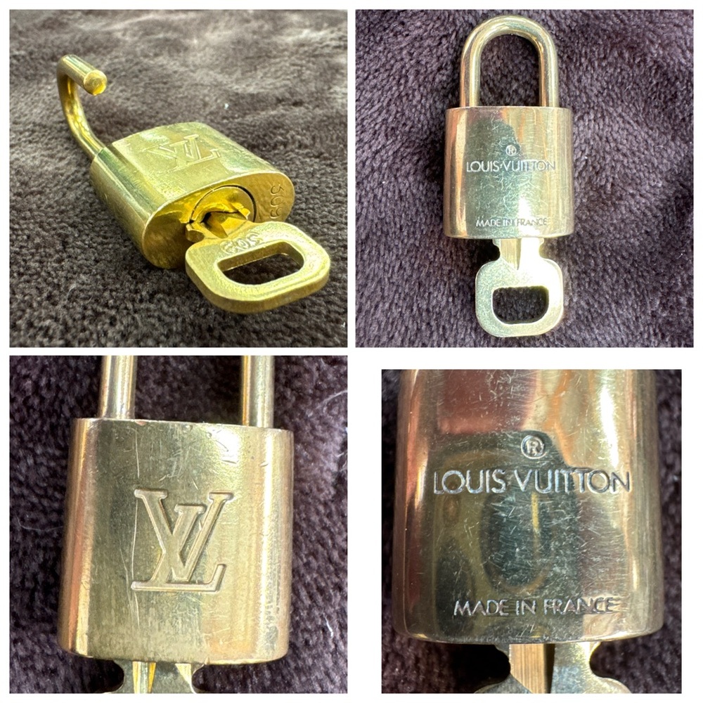 Louis Vuitton Shiny Gold Lock and numbered Key set.